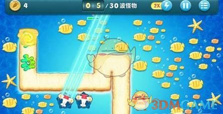 保卫萝卜1深海主题第3关金萝卜攻略(图2)